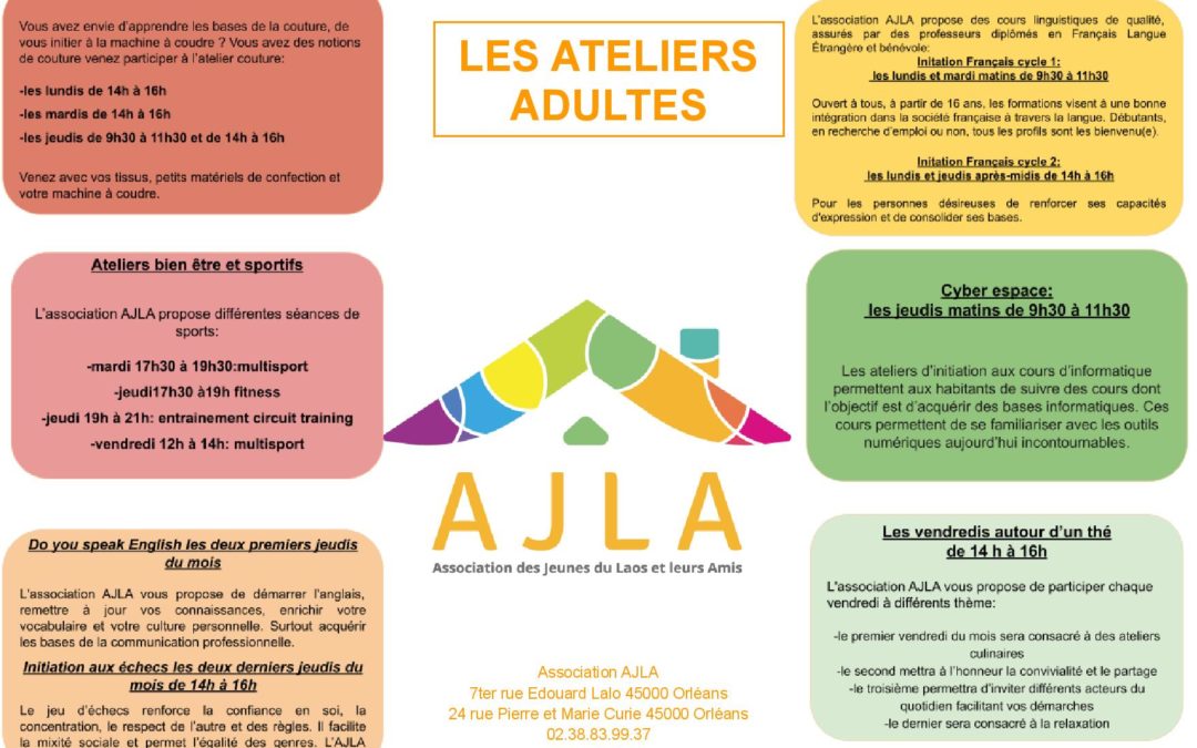 Planning des ateliers adultes 2022 2023